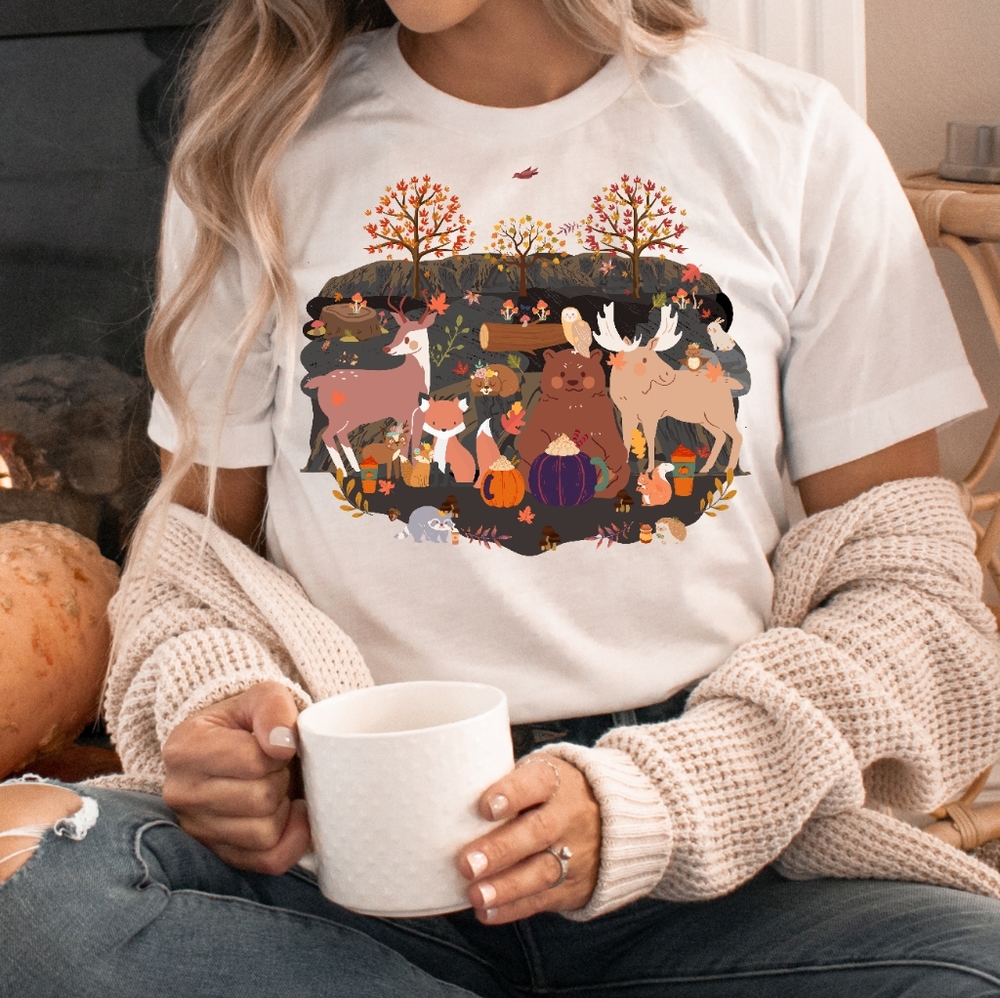 Woodland Animals Shirt, Fall Woodland Animals Shirt, Fall Shirt, Cute Fall Shirt